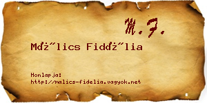 Málics Fidélia névjegykártya